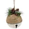 5" Green Rustic Pinecone & Holly Berry Jingle Bell Ornament